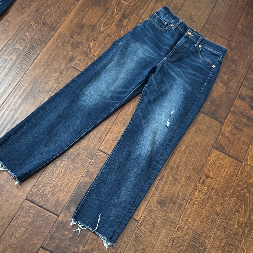 Express Dark Blue Distressed Jeans size 2 Petite